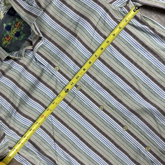 Robert Graham Button Down Shirt Mens Large Flip Cuffs Green Floral Long Sleeve - Picture 5 of 5